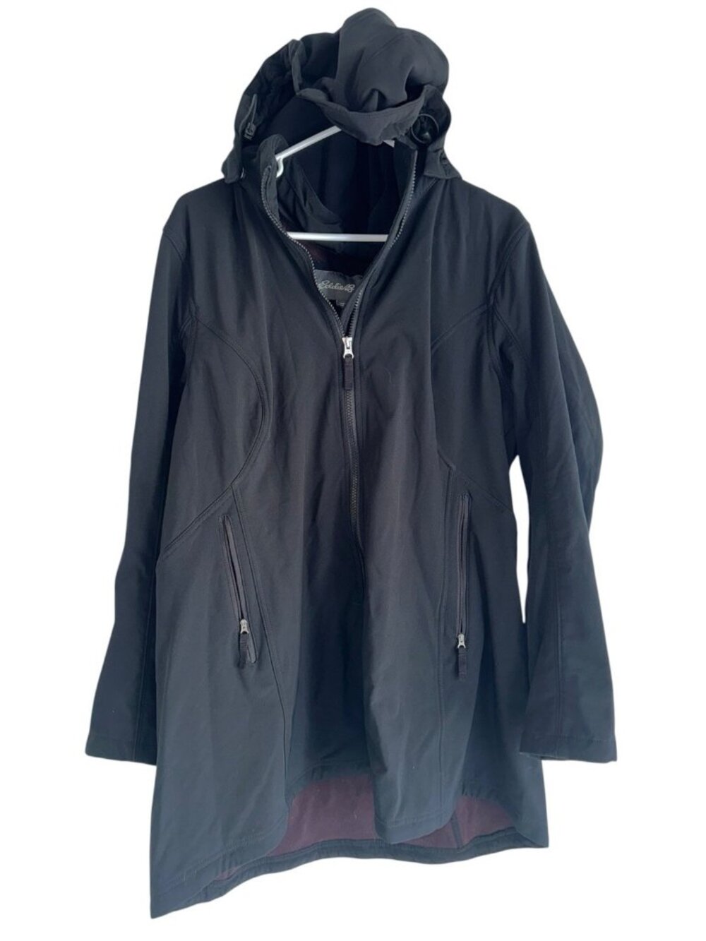 Eddie Bauer Coat Black Womens 2XL Full Zip Parka Detachable Hood Fleece Lined